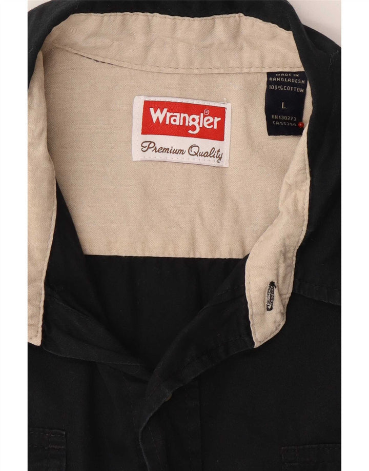 Męska koszula z krótkim rękawem Wrangler, duża, czarna, bawełniana