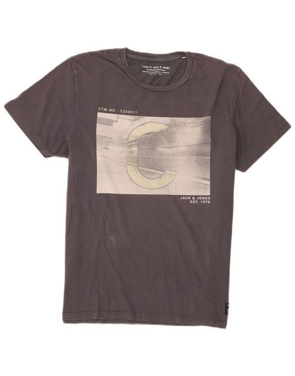 Męska koszulka z grafiką Jack & Jones, góra XL, szara bawełna