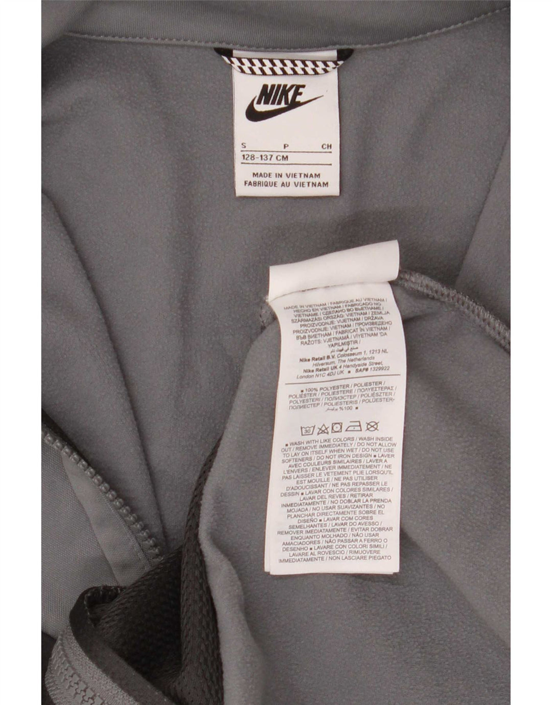 Chłopięca kurtka dresowa Nike Graphic 8-9 lat, mała, szara, z blokami kolorów