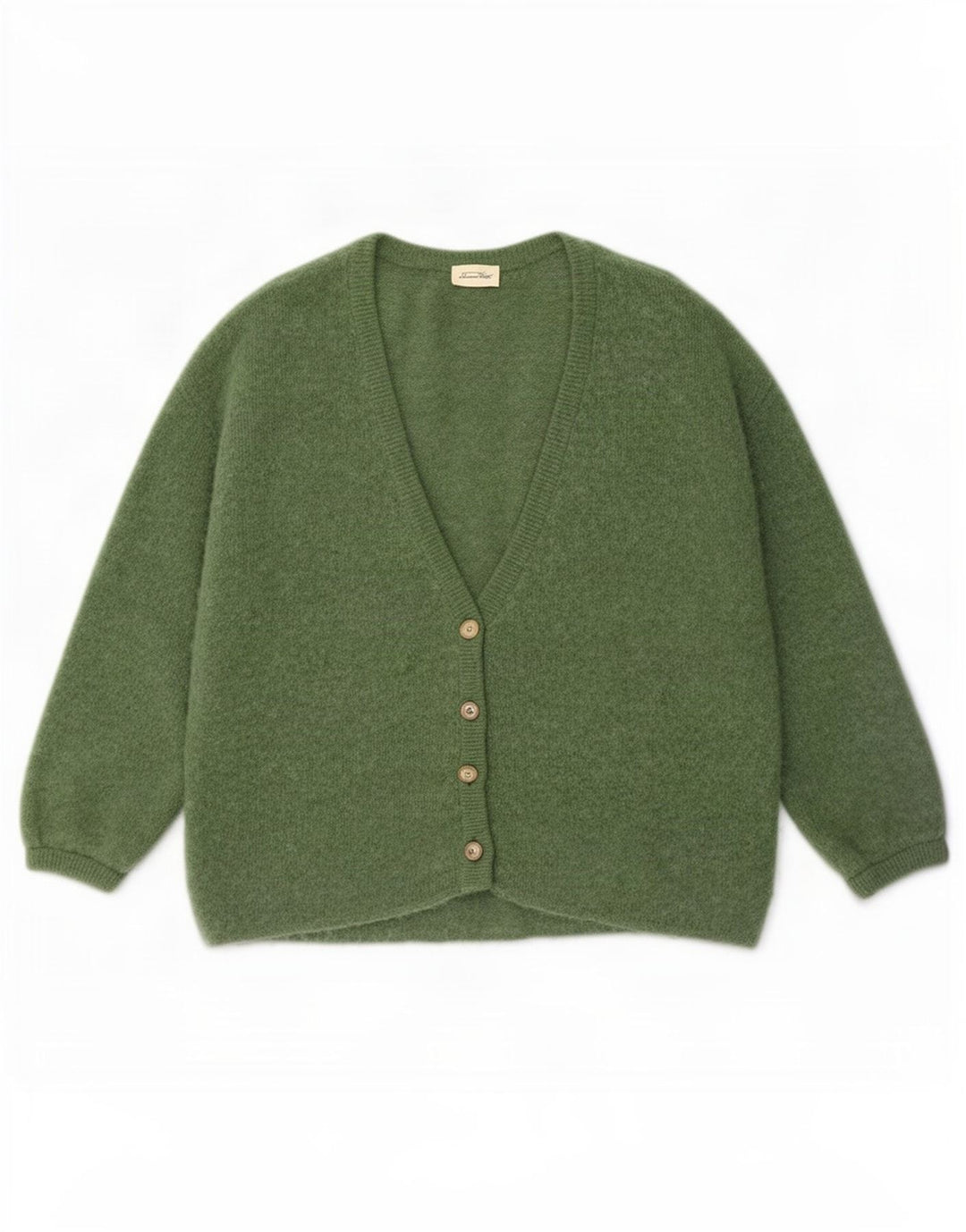 Vintage damski sweter oversize z rękawem 3/4 UK 14, średni zielony