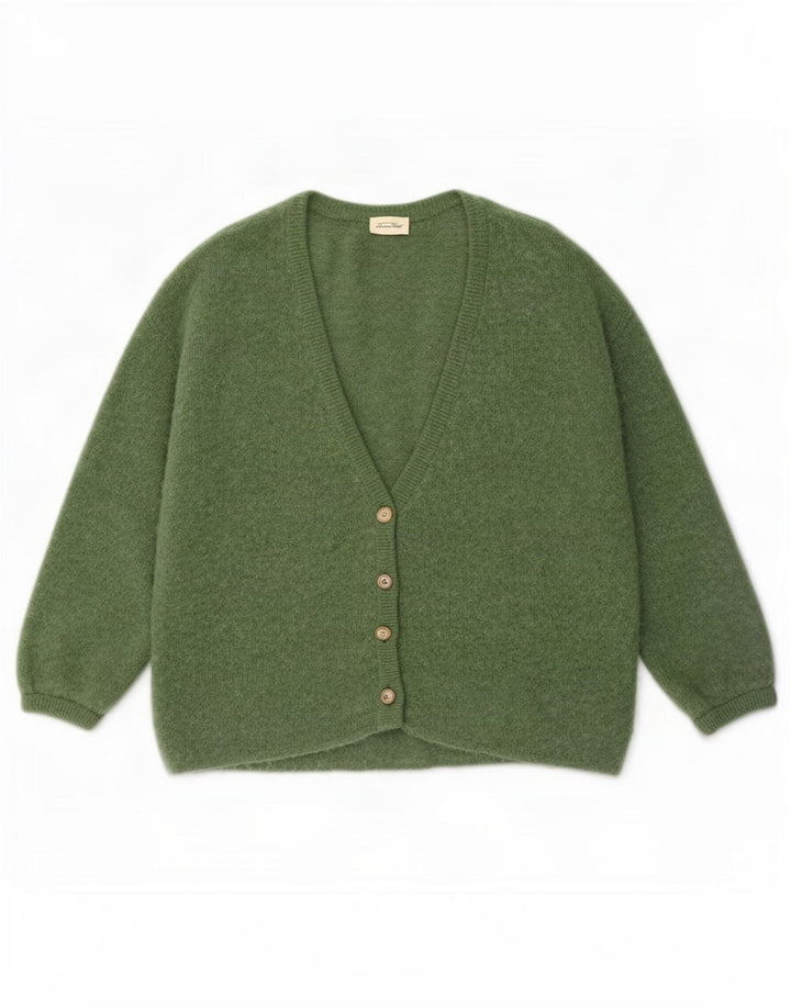 Vintage damski sweter oversize z rękawem 3/4 UK 14, średni zielony