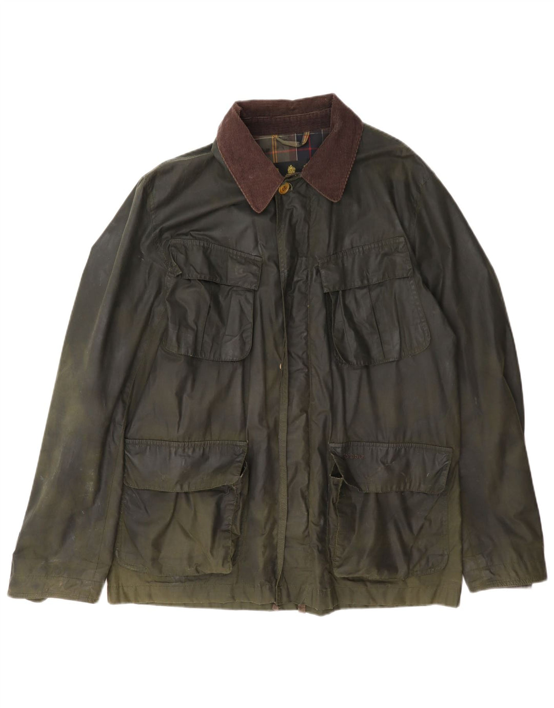 Męska kurtka Barbour z woskowanej bawełny UK 40, duży blok kolorów khaki