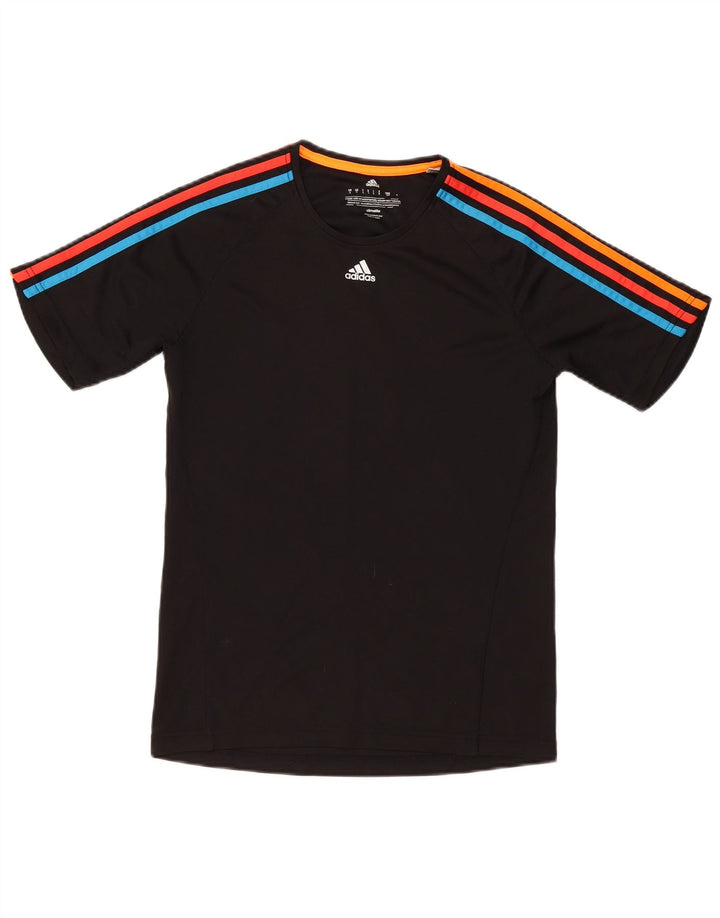 Adidas Męska koszulka Climalite Top, mała, czarna, z blokami kolorów, poliestrowa