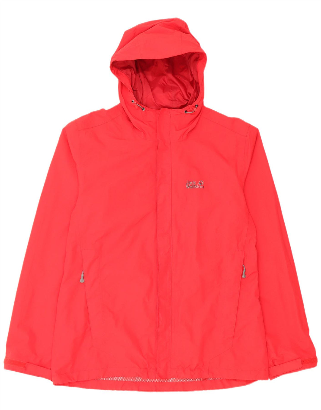 Męska kurtka przeciwdeszczowa Jack Wolfskin z kapturem UK 40/42, duża, czerwona nylonowa
