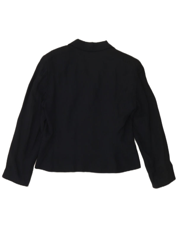 MARELLA Damska marynarka zapinana na 4 guziki UK 16, duża, granatowa wiskoza