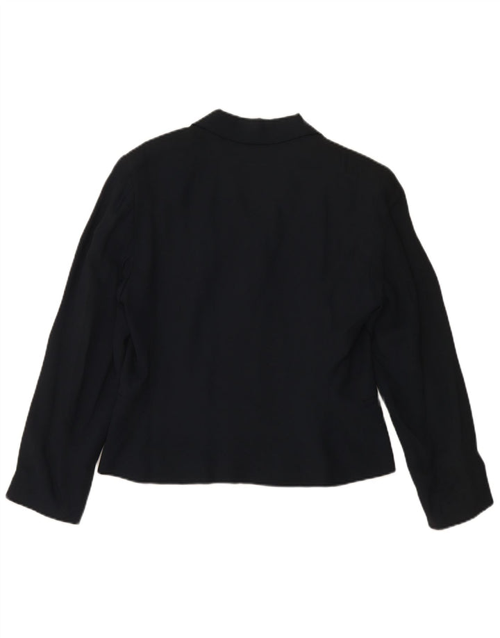 MARELLA Damska marynarka zapinana na 4 guziki UK 16, duża, granatowa wiskoza