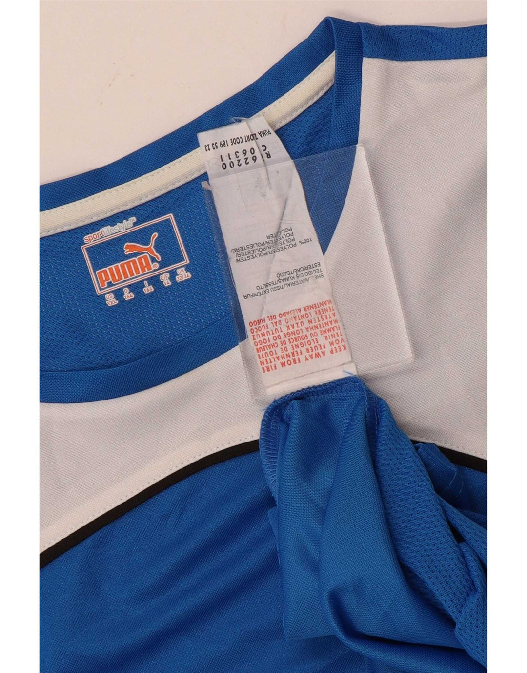 T-shirt chłopięcy Puma, 13-14 lat, niebieski, poliester z blokami kolorów