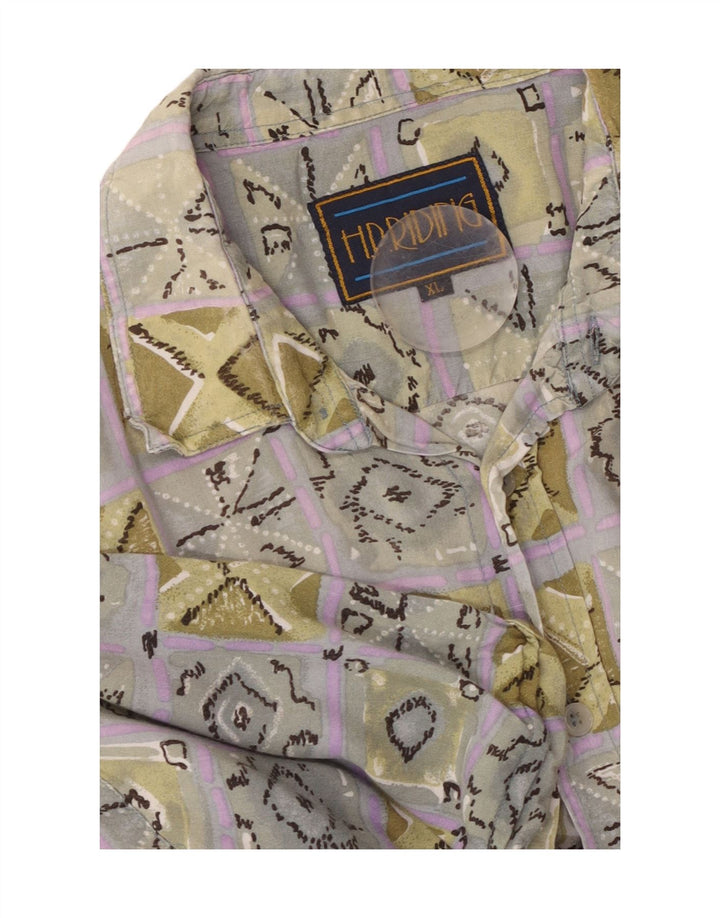 Koszula męska z krótkim rękawem VINTAGE XL wielobarwna geometryczna wiskoza
