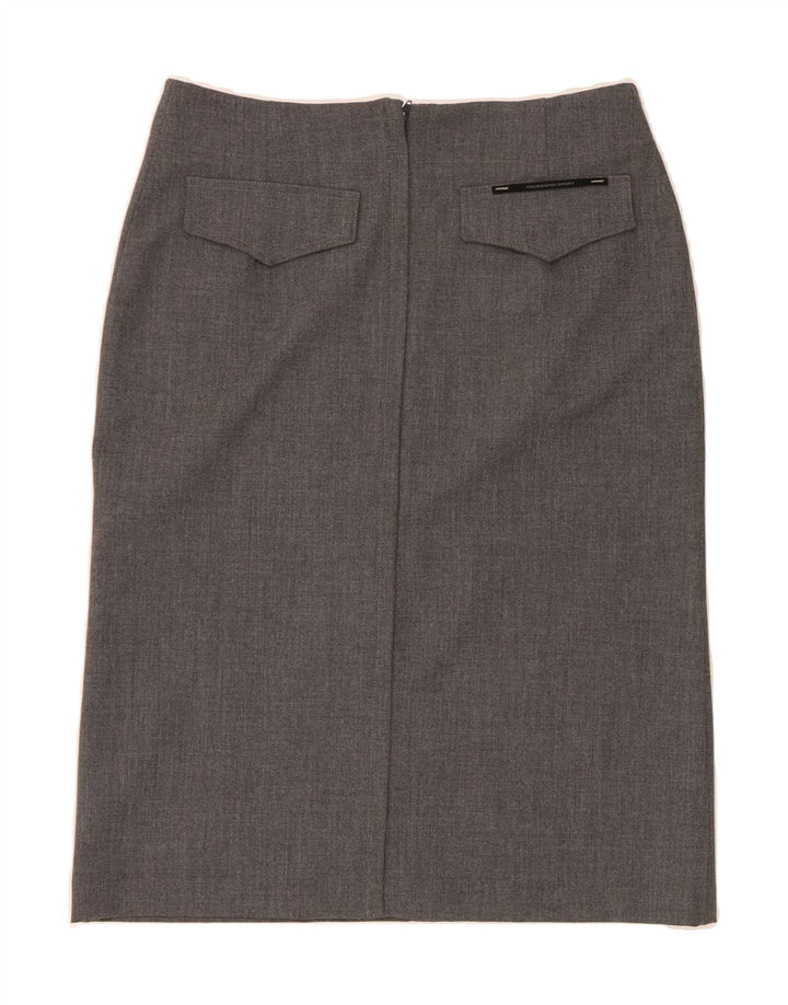TRUSSARDI Womens Midi Skirt IT 42 Medium W28 Grey Vintage Trussardi and Second-Hand Trussardi from Messina Hembry 