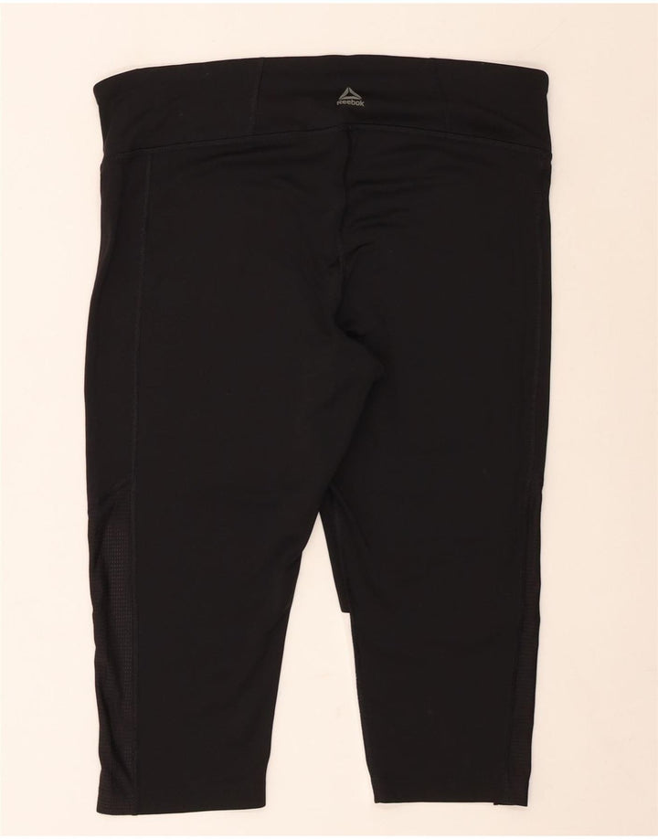 Damskie legginsy Capri REEBOK UK 20/22 XL Czarny poliester z blokami kolorów