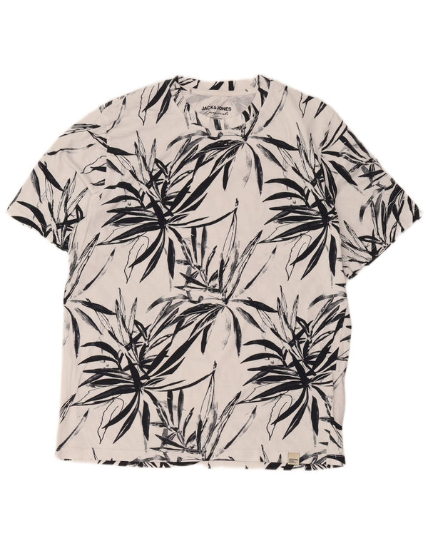 T-shirt męski Jack & Jones, duży, biały, bawełniany w kwiaty