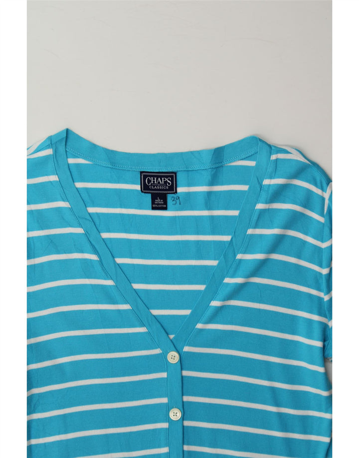 CHAPS Womens Cardigan Top UK 16 Large Blue Striped Cotton Vintage Chaps and Second-Hand Chaps from Messina Hembry 