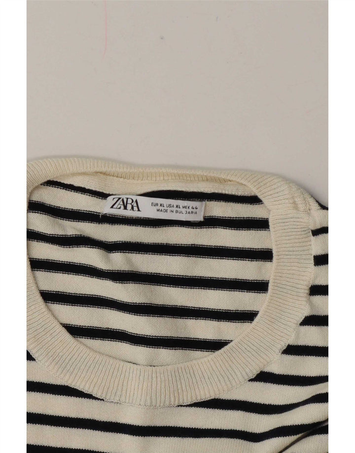 Damska koszulka Zara Regular Top UK 18 XL w białe paski