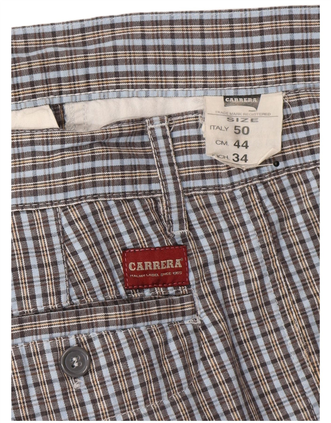 Męskie spodenki Chino Carrera IT 50 Large W34, bawełniana niebieska krata