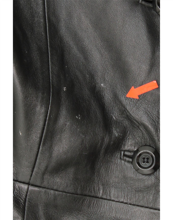 VINTAGE Womens Leather Coat UK 12 Medium Black Leather Vintage Vintage and Second-Hand Vintage from Messina Hembry 