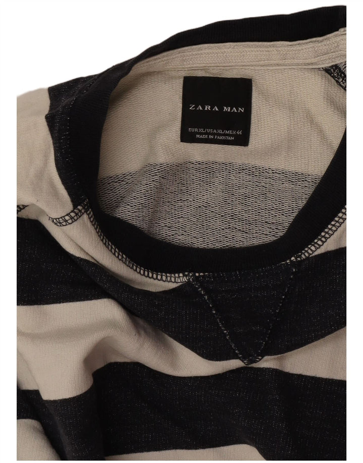 Męski sweter Zara XL z bawełny w białe paski