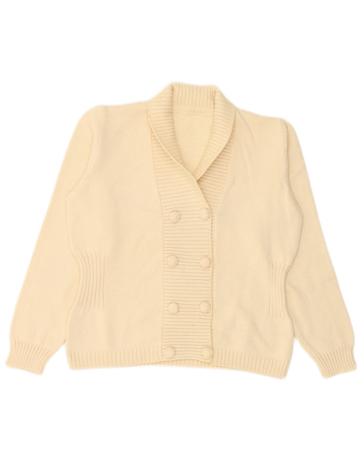 VINTAGE Womens Cardigan Sweater UK 14 Medium Off White