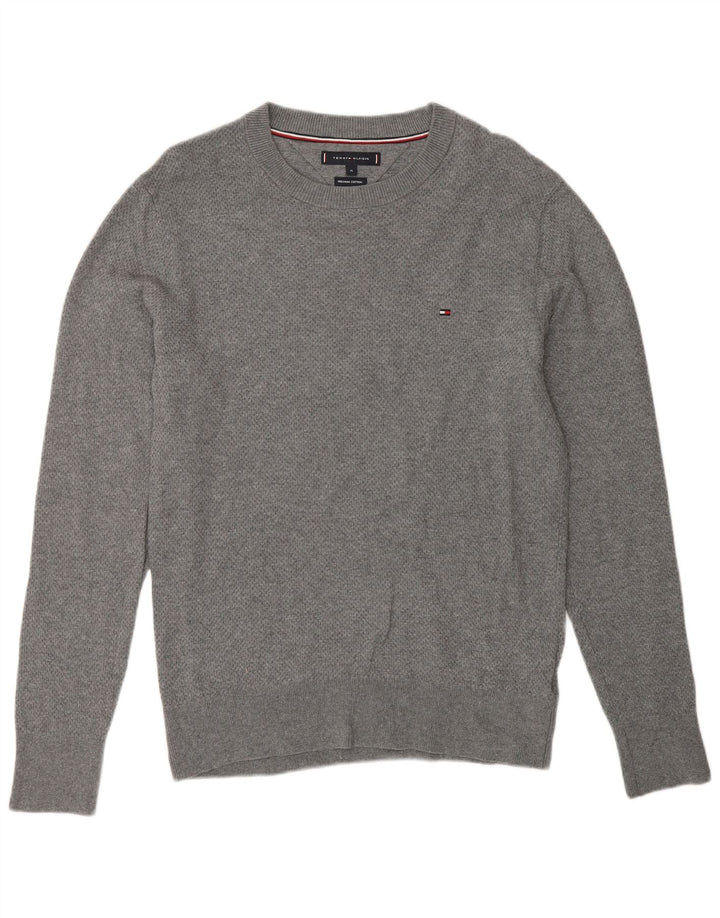 TOMMY HILFIGER Mens Boat Neck Jumper Sweater Medium Grey Cotton