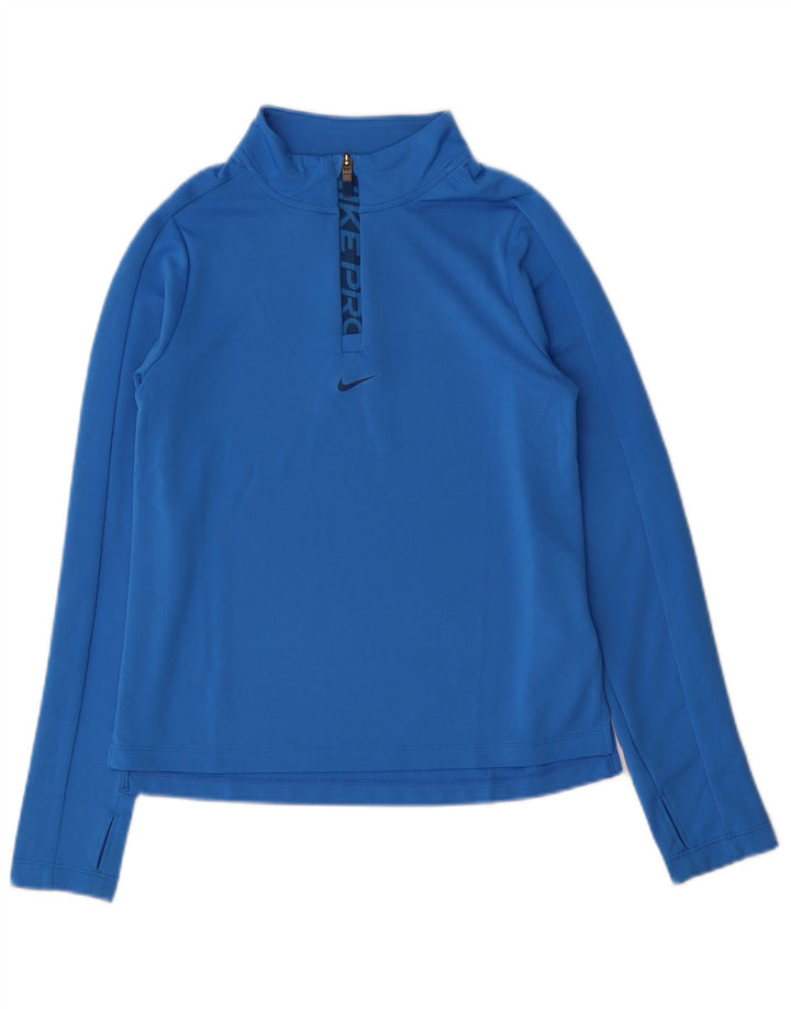 Top dresowy dziewczęcy Nike Dri Fit z zamkiem błyskawicznym na szyi 12-13 lat, duży, niebieski
