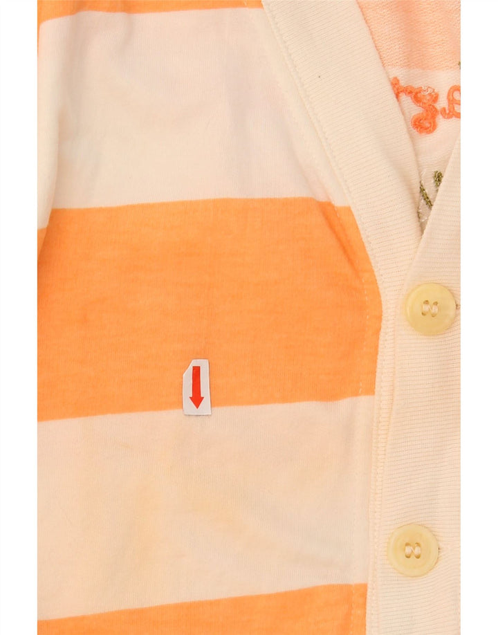 SAMAR Mens Cardigan Sweater Large Orange Striped Cotton Vintage Samar and Second-Hand Samar from Messina Hembry 