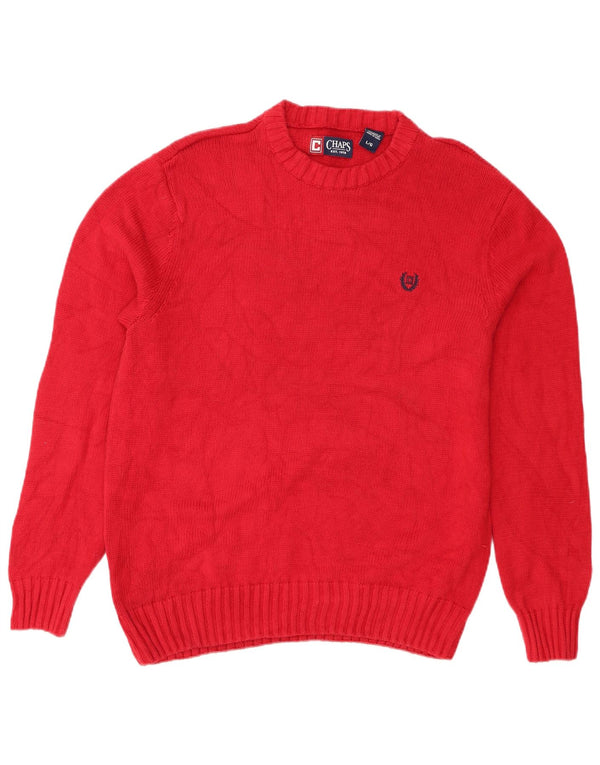 Męski sweter z wycięciem pod szyją Chaps, duży, czerwony, bawełniany