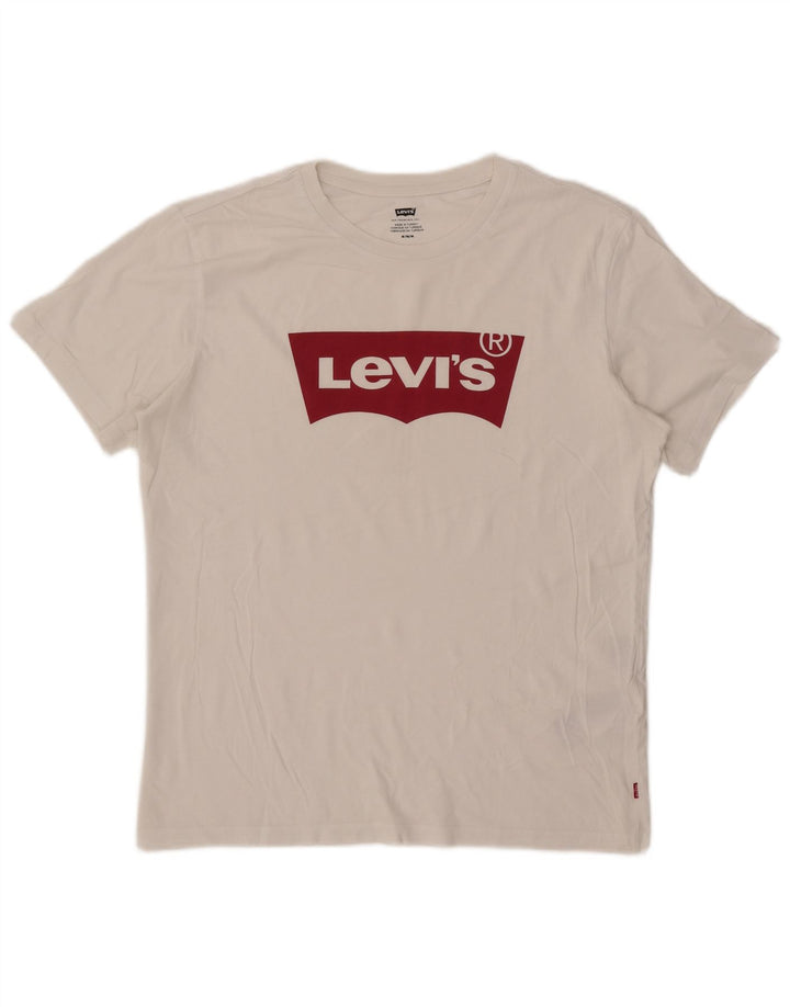 Męska koszulka z grafiką Levi's, średnia, biała bawełna