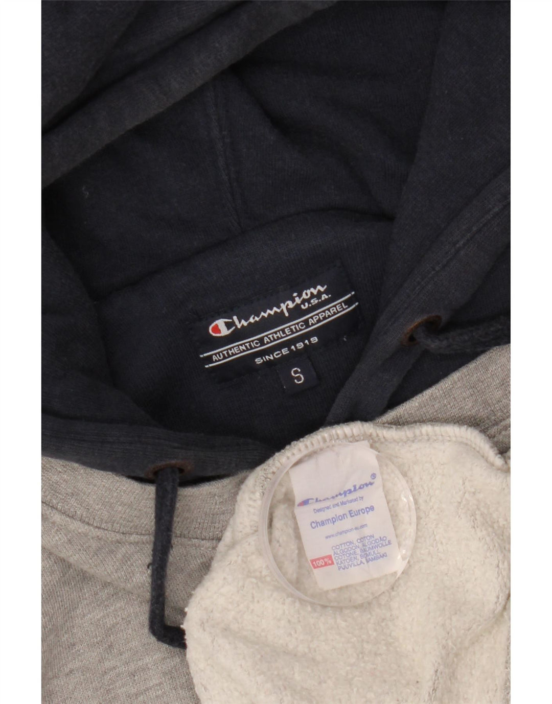 Męski sweter z kapturem Champion Alabama Graphic, mały, szary, bawełniany z blokami kolorów