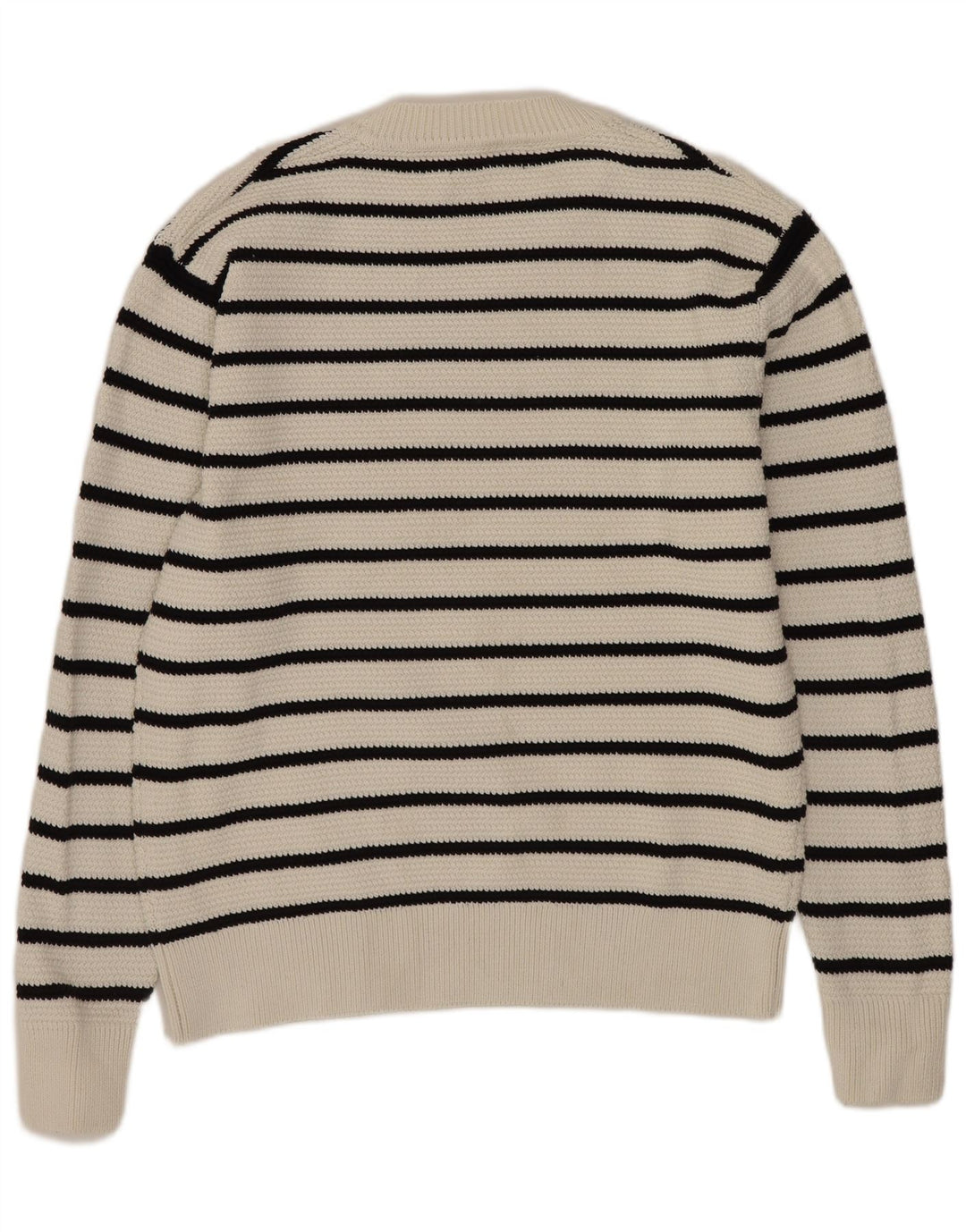 Męski sweter Zara z okrągłym dekoltem, bawełniany, w średnie białe paski