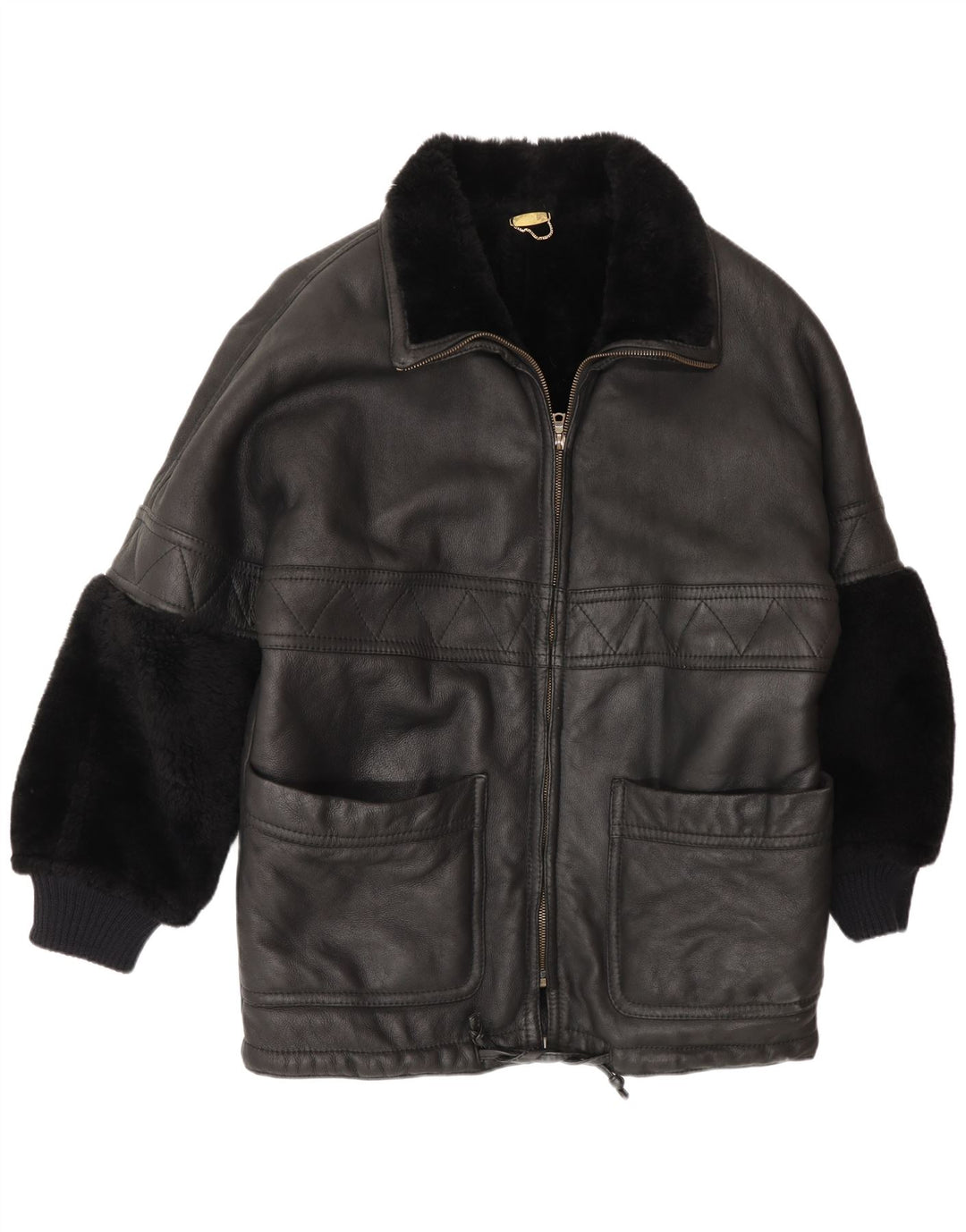 Vintage męska kurtka Shearling UK 44 2XL Czarny Shearling