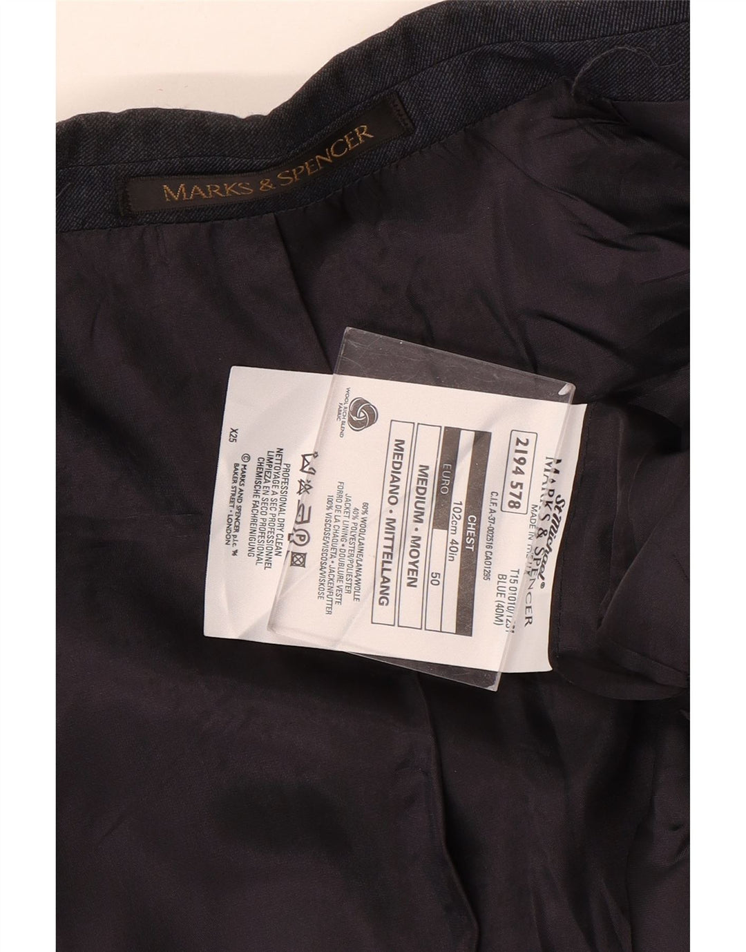 Marks & Spencer Męska marynarka St. Michael Blazer UK 40, średni granat