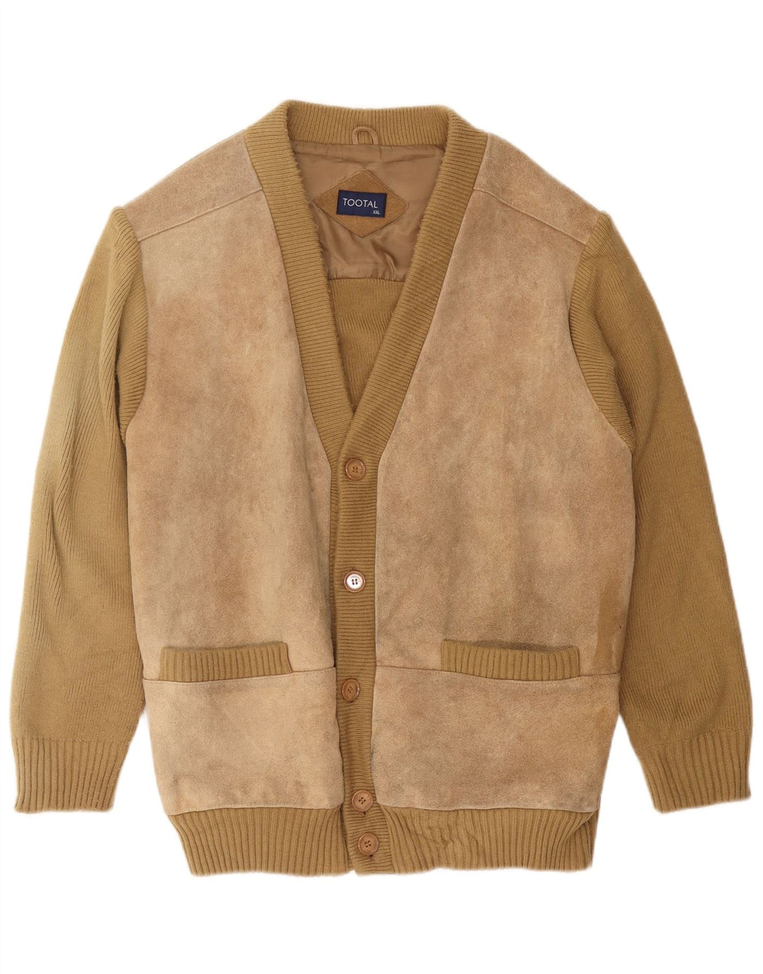 Sweter męski w stylu vintage, 2XL, beżowy