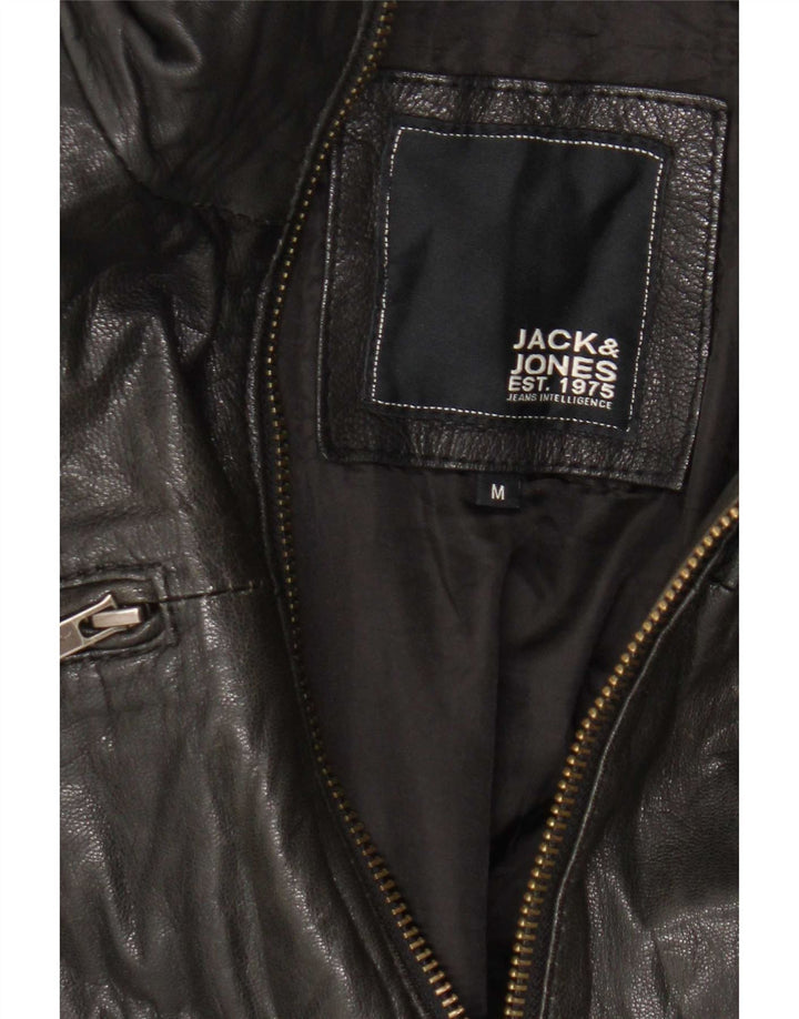 Męska skórzana kurtka bomber Jack & Jones UK 38, średnia czarna