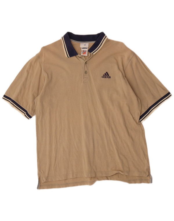 Męska koszulka polo do rugby Adidas, UK 40/42, średnia, beżowa, bawełniana w paski