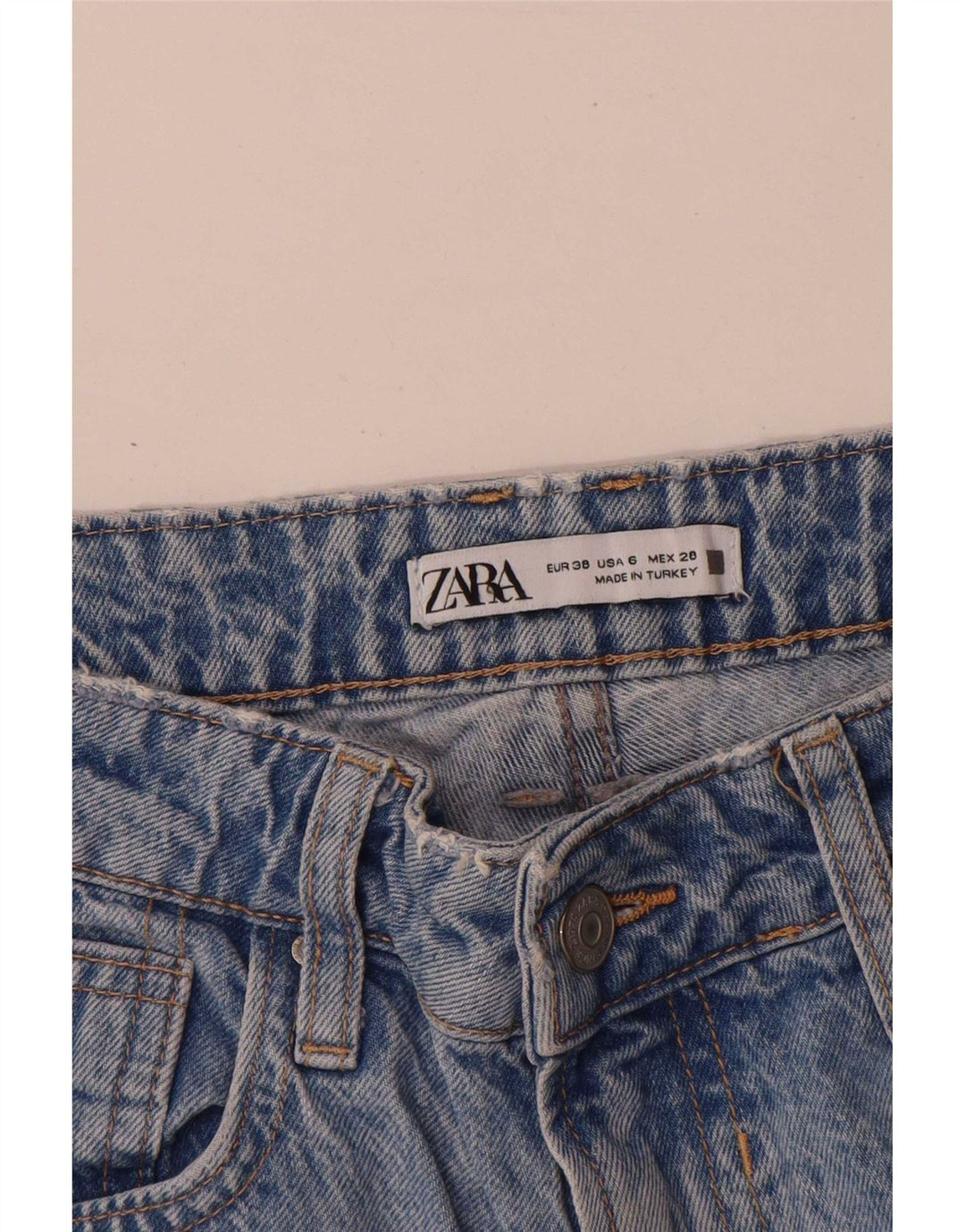 Damskie proste dżinsy Zara EU 38 Small W28 L29 Niebieskie bawełniane
