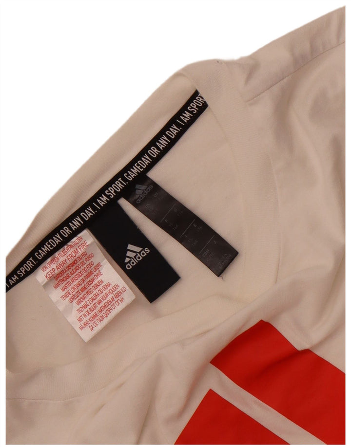 Chłopięca koszulka z grafiką Adidas Top 15-16 lat w kolorze złamanej bieli