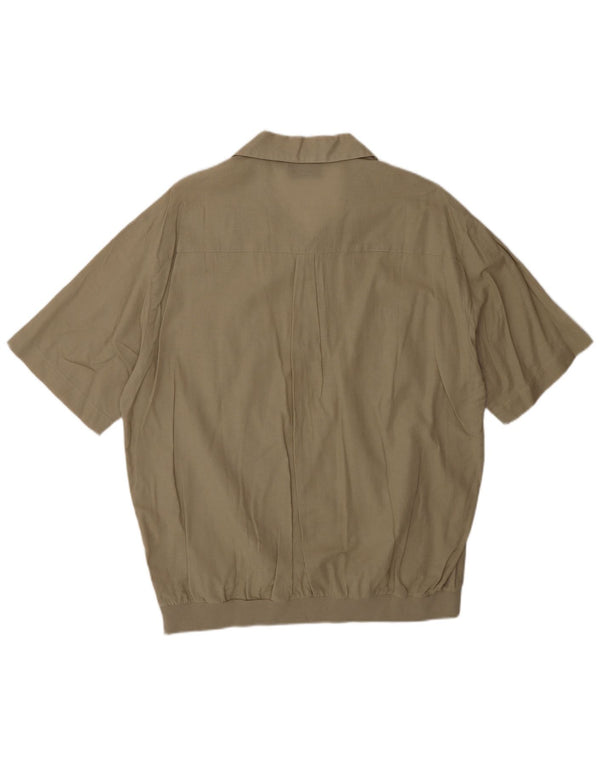 Navigare Mens Short Sleeve Pullover Shirt 2XL Khaki Cotton