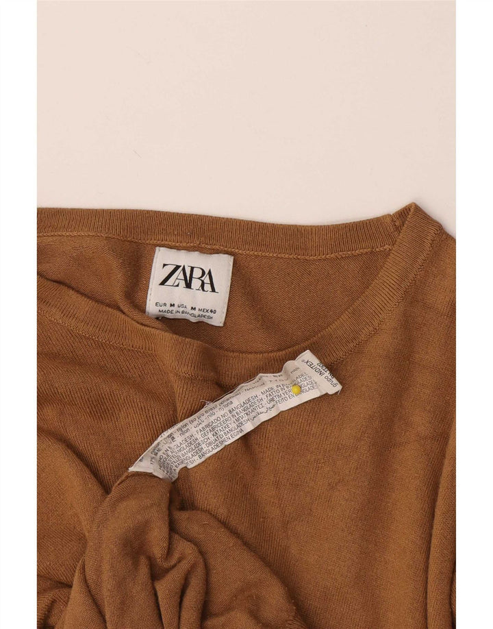 Męski sweter Zara z dekoltem w łódkę, średni beż, wiskoza