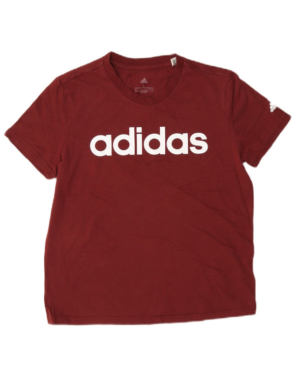Damska koszulka graficzna Adidas Top UK 16/18, duża, bordowa bawełna