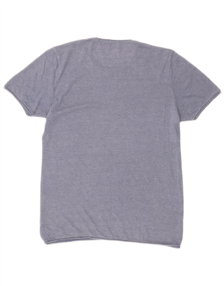 Męski T-shirt Zara, duży, niebieski, bawełniany