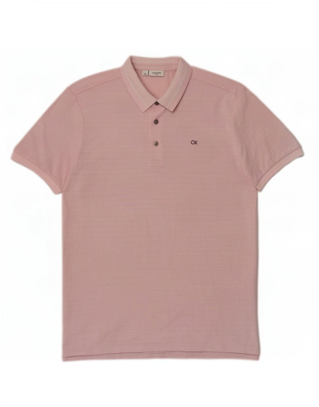 Męska koszulka polo Calvin Klein, poliester w średnie różowe prążki