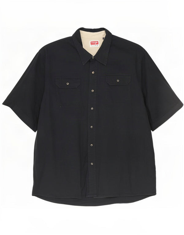 Koszula męska z krótkim rękawem Wrangler 3XL, czarna, bawełniana