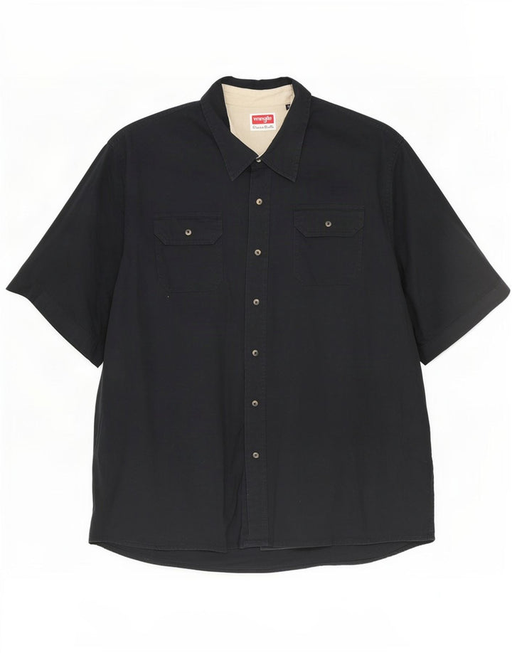 Koszula męska z krótkim rękawem Wrangler 3XL, czarna, bawełniana