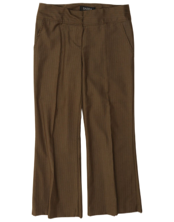 Spodnie damskie Sasha Flare Casual UK 12 Medium W30 L27 Khaki Pinstripe
