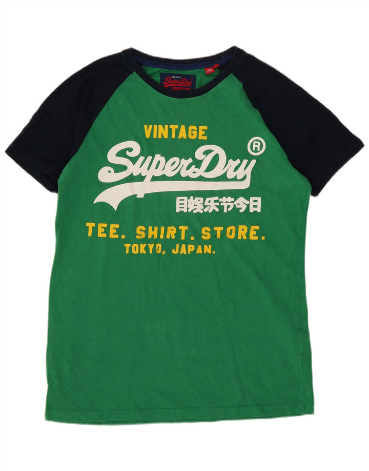 Męski T-shirt Superdry z grafiką, mały, zielony, bawełniany