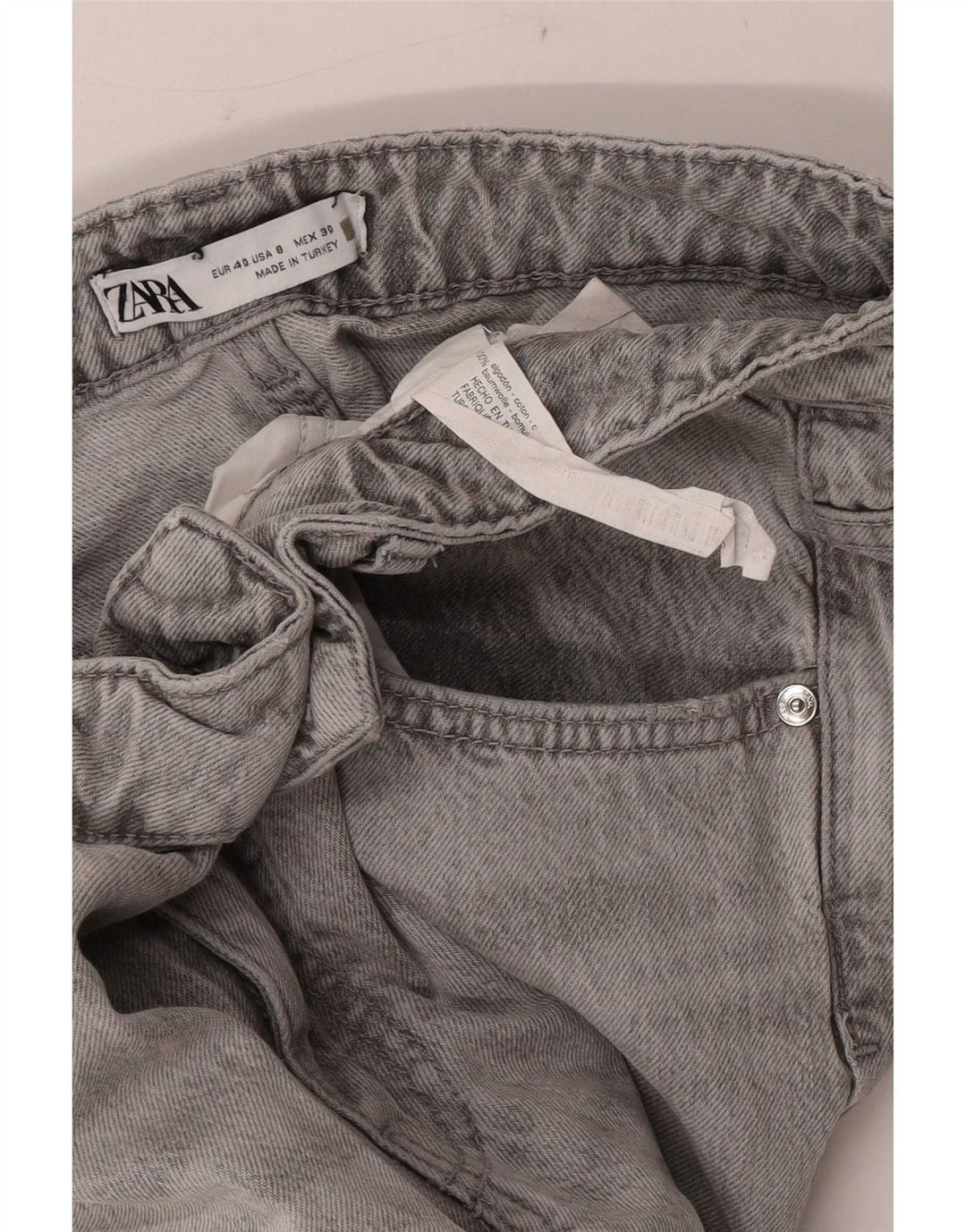 Damskie jeansy Zara w trudnej sytuacji, zwężane EU 40, średnie W30 L29, szara bawełna