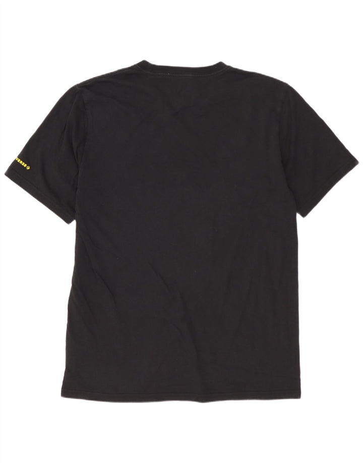 CONVERSE Męski T-shirt z grafiką, średni czarny, bawełniany w kwiaty