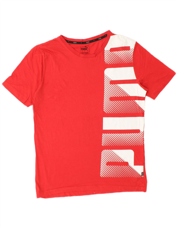 Męski T-shirt z grafiką Puma, mały, czerwony, bawełniany