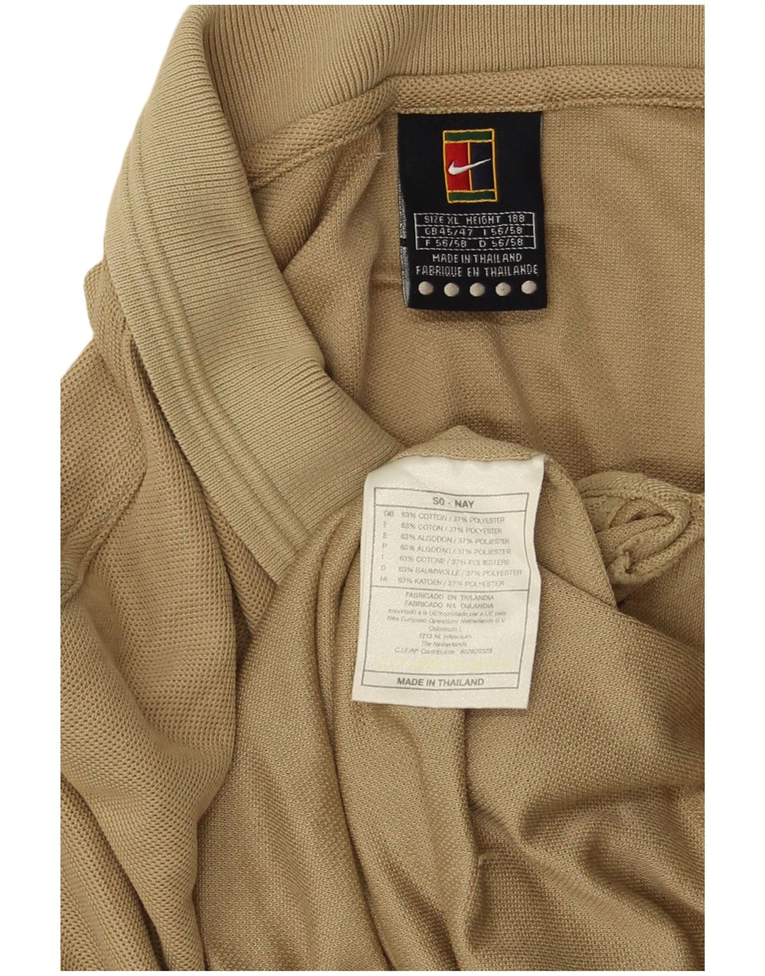 Męska koszulka polo NIKE UK 45/47 XL, beżowa, bawełniana