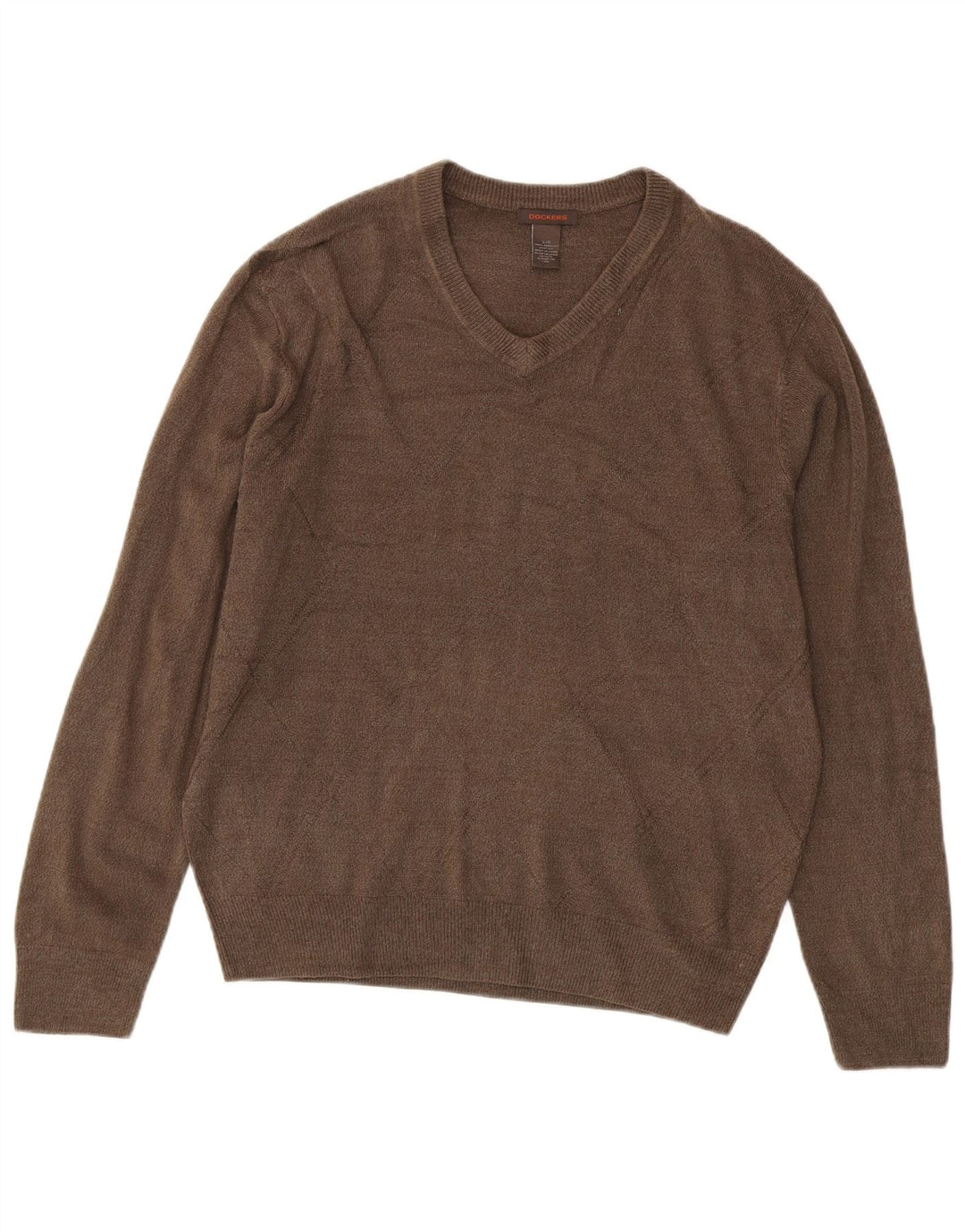 Męski sweter Dockers z dekoltem w kształcie litery V, duży, brązowy, akrylowy