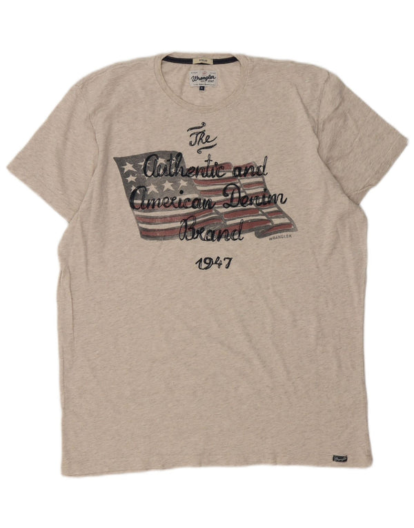 Męska koszulka Wrangler Regular Graphic Top XL, beżowa, nakrapiana bawełna